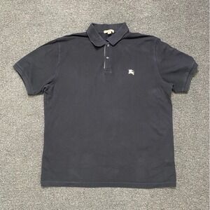 Burberry Brit Polo Shirt Black Mens XL Short Sleeve Embroidered Logo Nova Check